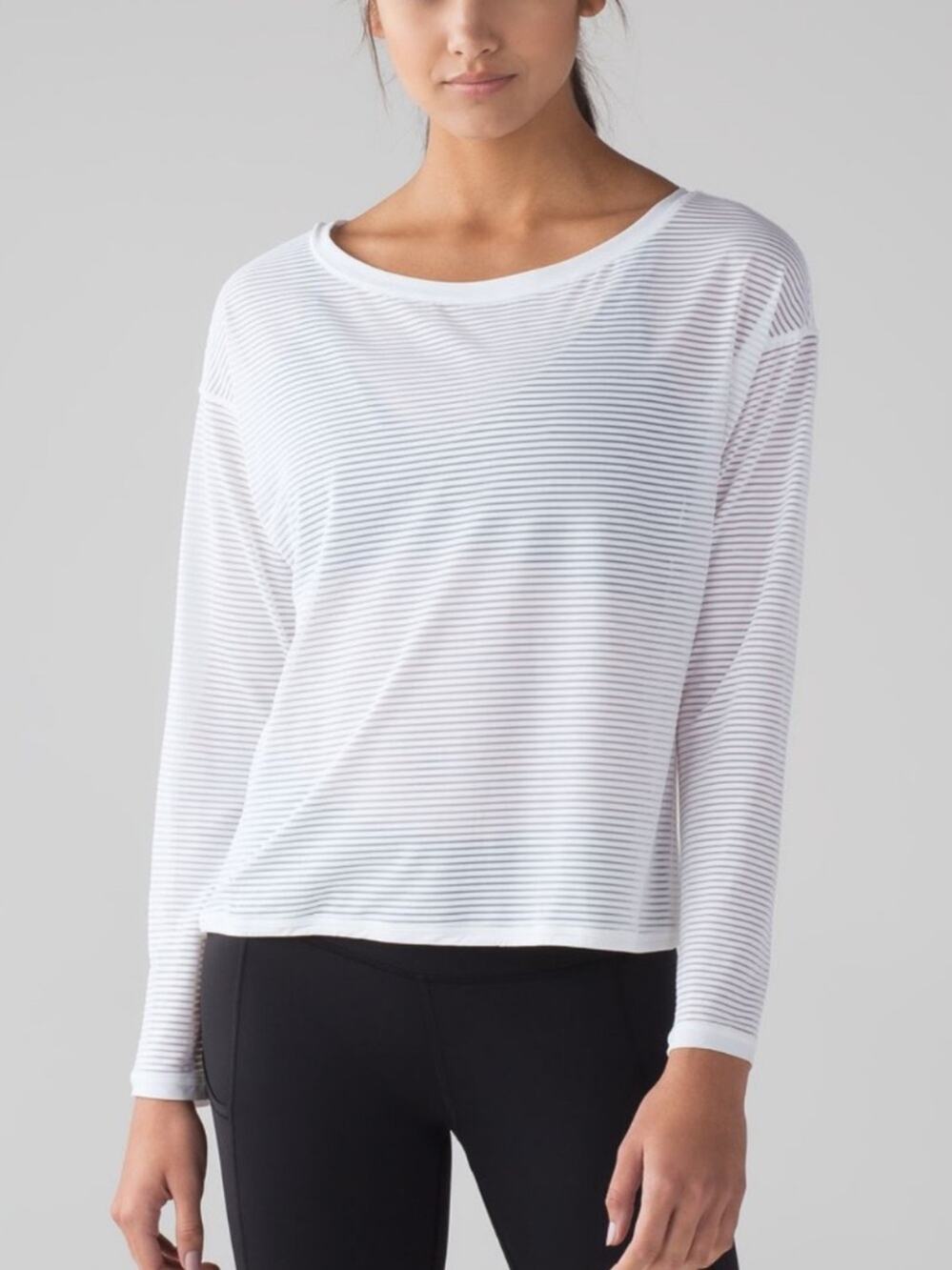 Lululemon White Lean In Long Sleeve Tee